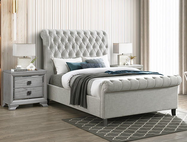 5103-ALL KATE Gray Sleigh BED King Size from Crown Mark