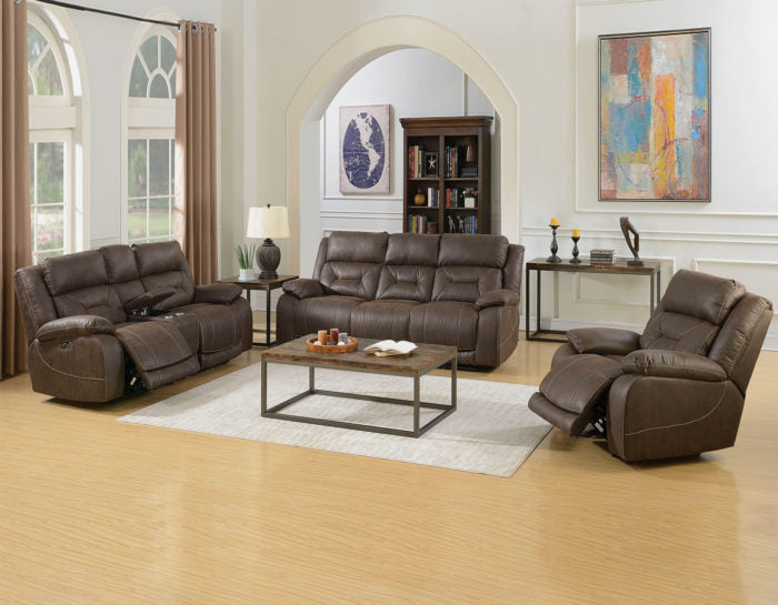 Aria Saddle Brown 3 Piece Dual Power Motion Set(Sofa, Loveseat & Chair) from Steve Silver