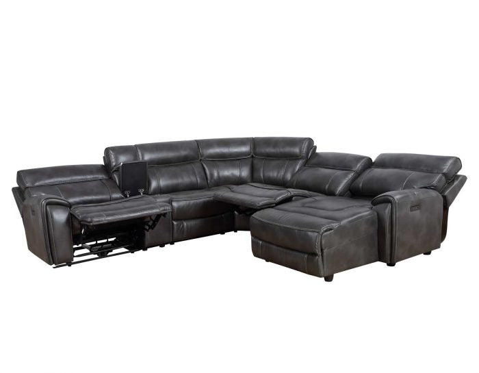 Provo Charcoal 6-Piece Dual-Power Chaise Sectional by Steve Silver