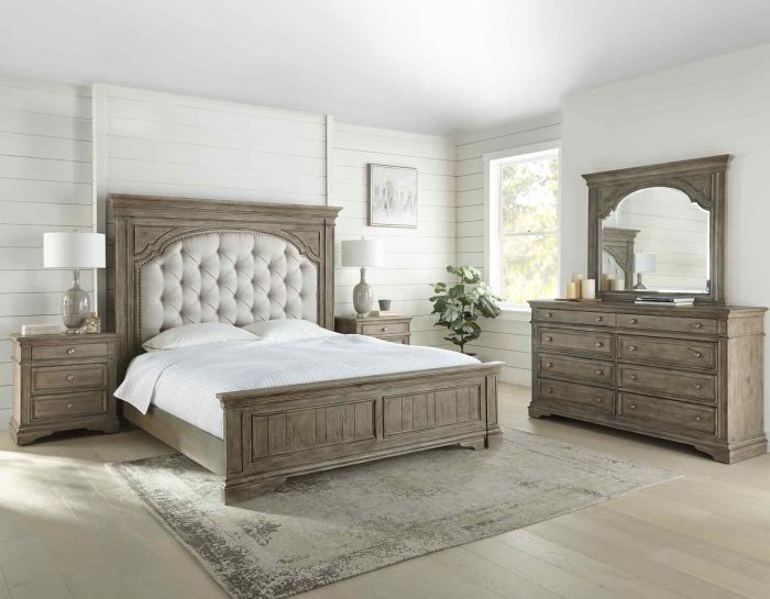 Highland Park HP900 Driftwood Queen or King 4 Piece Bedroom Set by Steve Silver