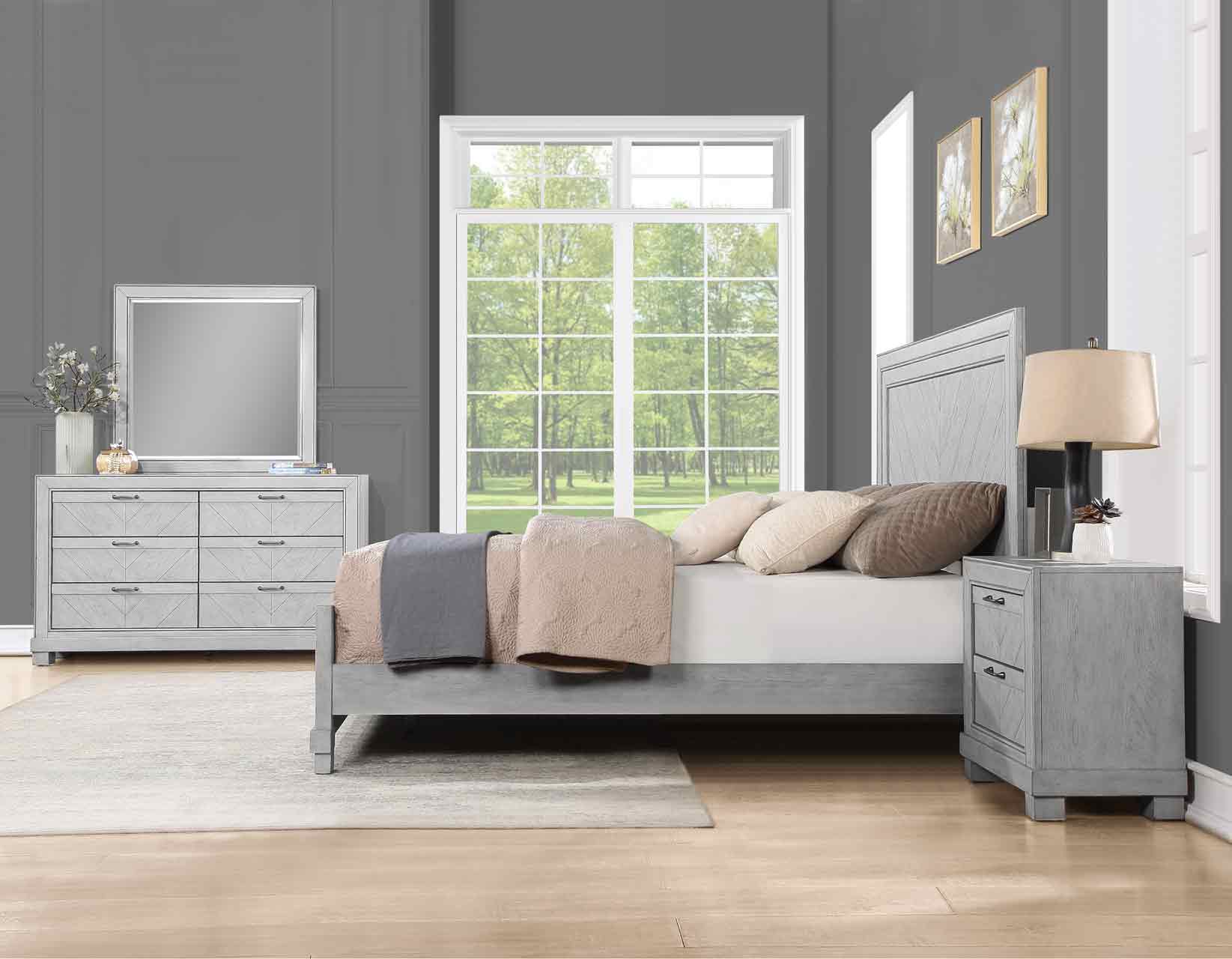 Montana Gray Queen or King 4 Piece Bedroom Set by Steve Silver
