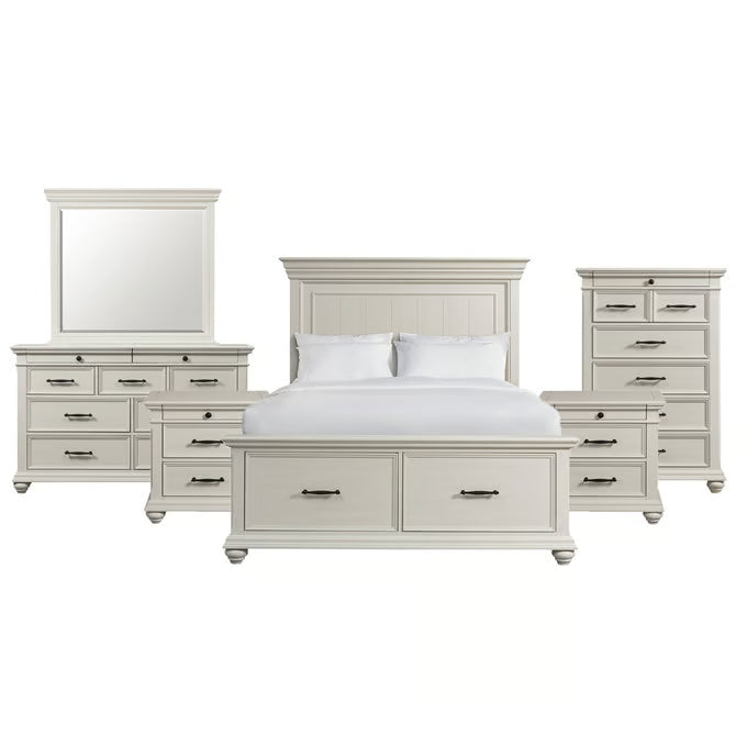 Slater White Queen or King 4 Piece Storage Bedroom Set