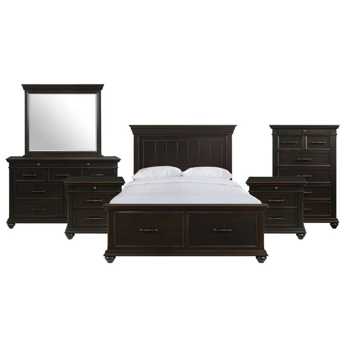 Slater Black Queen or King 4 Piece Storage Bedroom Collection from Elements