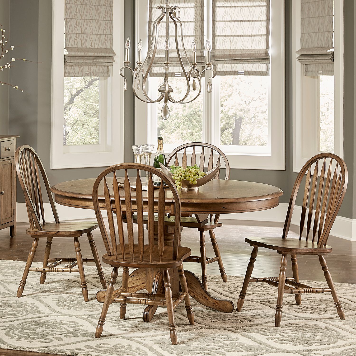 Carolina Crossing 5 Piece Pedestal Table Set Brown