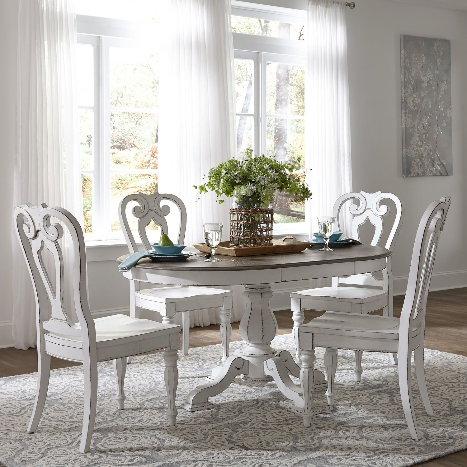Magnolia Manor 5 Piece Pedestal Table Set by Liberty SKU: 244-DR-5PDS