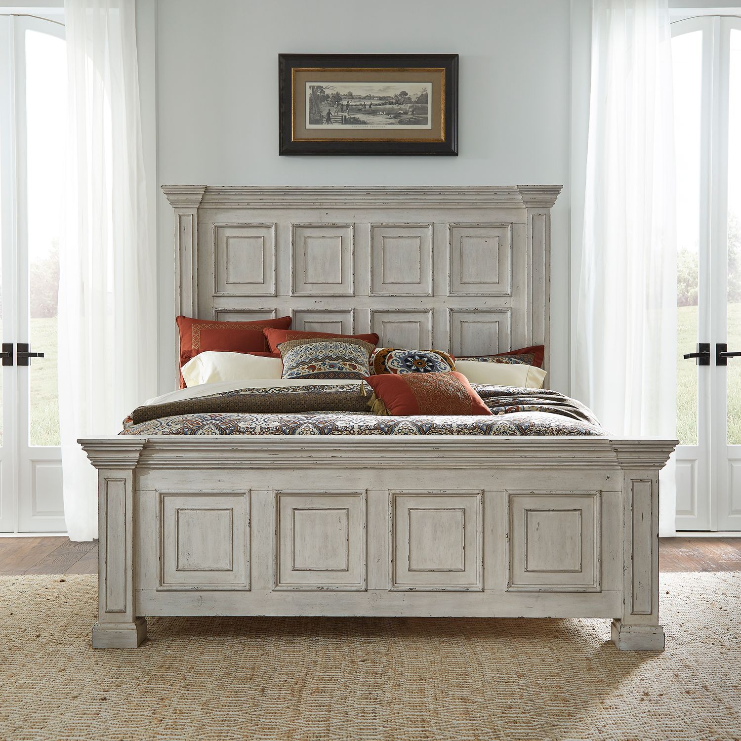 Big Valley 361W-BR Bedroom Collection By Liberty Furniture White Stone Distressed Finish