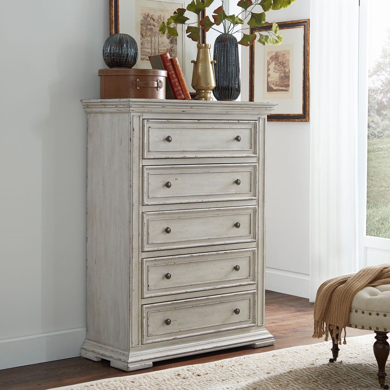 Big Valley 361W-BR Bedroom Collection By Liberty Furniture White Stone Distressed Finish