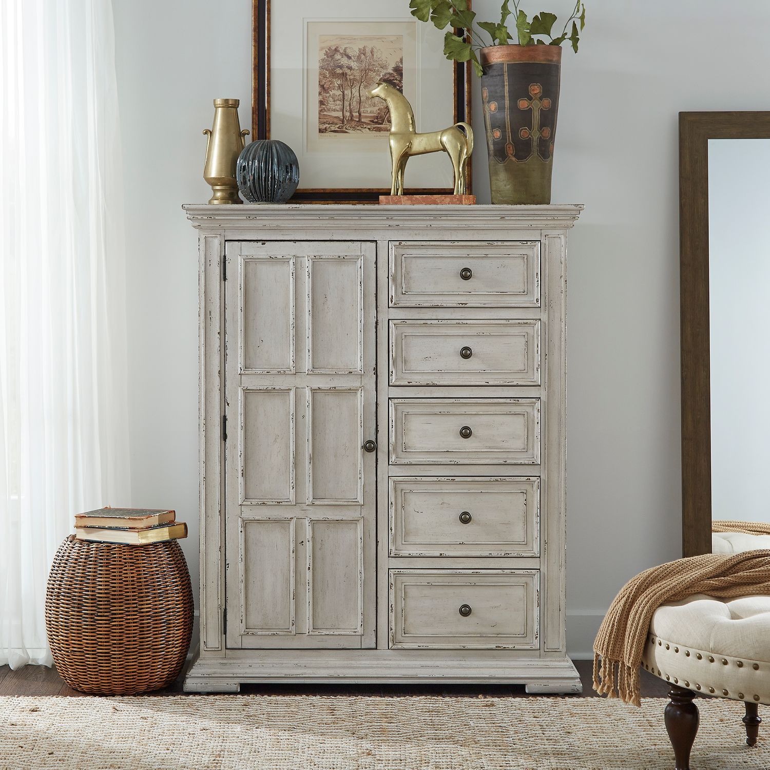 Big Valley 361W-BR Bedroom Collection By Liberty Furniture White Stone Distressed Finish