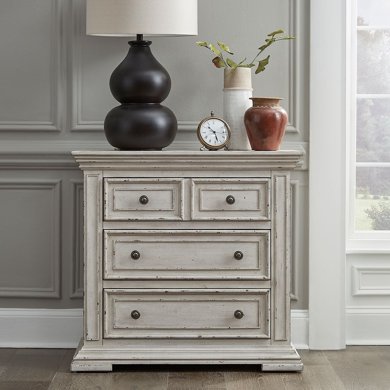 Big Valley 361W-BR Bedroom Collection By Liberty Furniture White Stone Distressed Finish