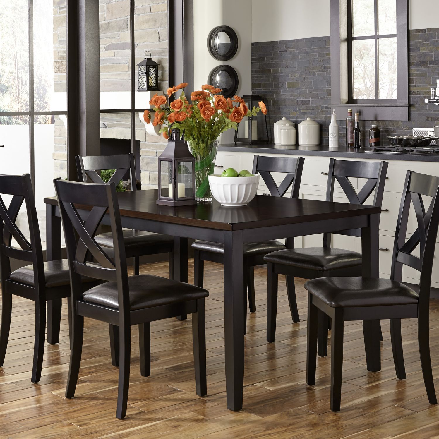 Thornton 7 Piece Rectangular Table Set Black