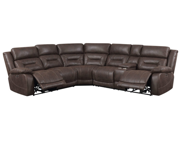 Aria 3-Piece Dual-Power Reclining Sectional, Saddle Brown from Steve Silver