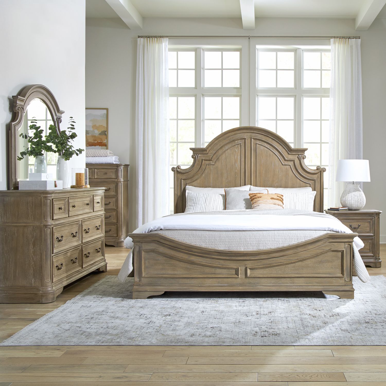 Magnolia Manor Brown Queen or King 4 piece Bedroom Set - Liberty Furniture.