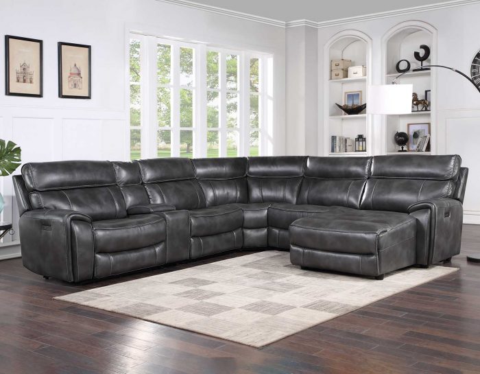 Provo Charcoal 6-Piece Dual-Power Chaise Sectional by Steve Silver