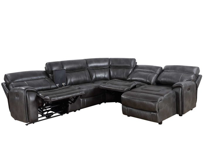 Provo Charcoal 6-Piece Dual-Power Chaise Sectional by Steve Silver