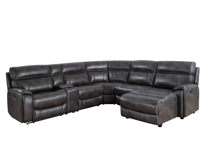 Provo Charcoal 6-Piece Dual-Power Chaise Sectional by Steve Silver