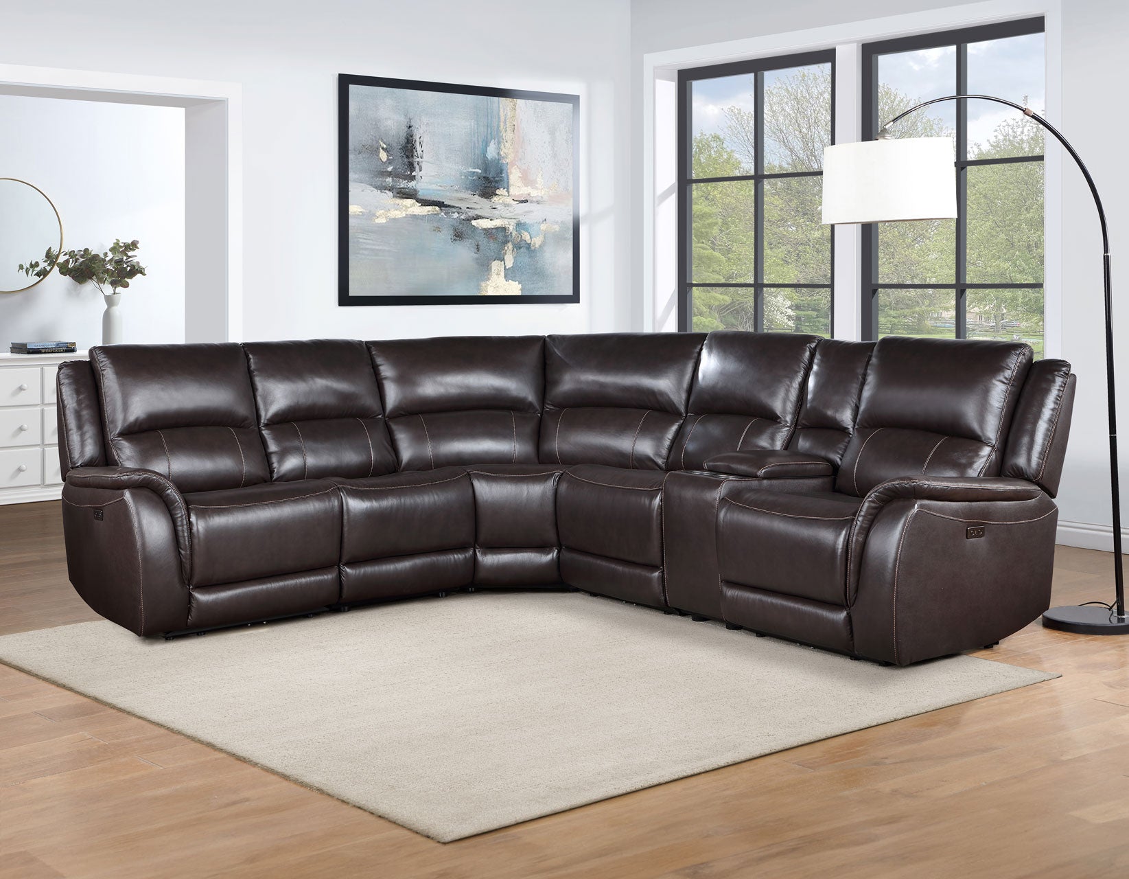 Alexandria Leather 6-Piece Power Reclining Set, Chocolate by Steve Silver
