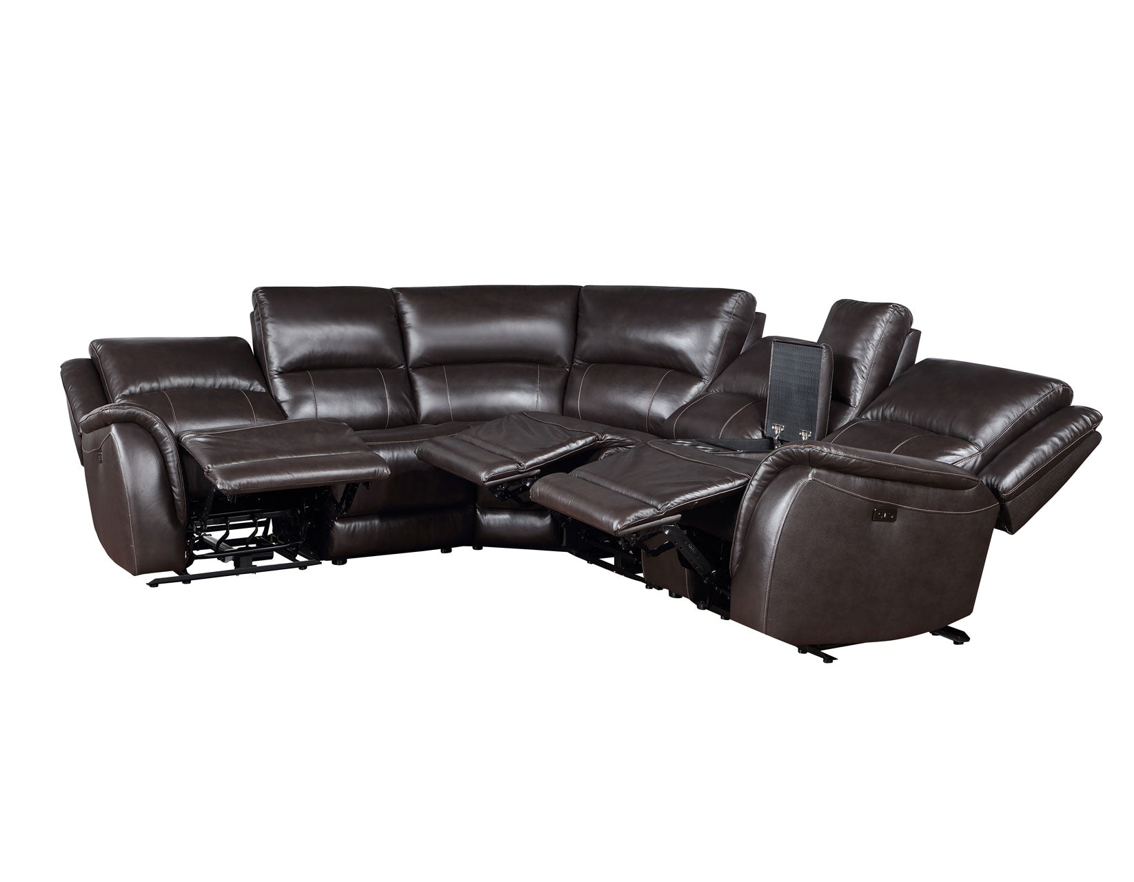 Alexandria Leather 6-Piece Power Reclining Set, Chocolate by Steve Silver