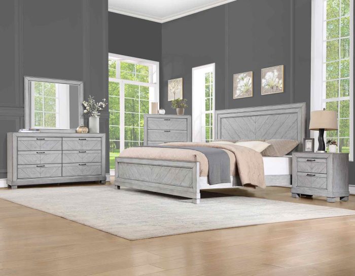 Montana Gray Queen or King 4 Piece Bedroom Set by Steve Silver