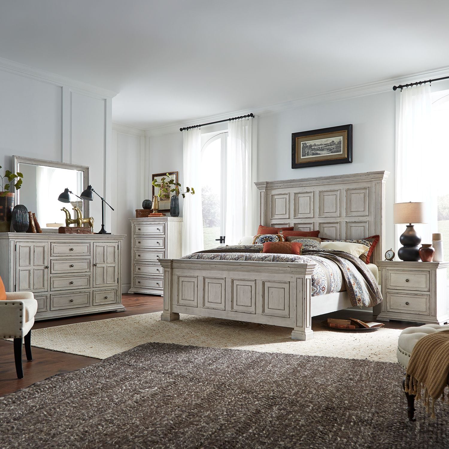 Big Valley 361W-BR Bedroom Collection By Liberty Furniture   White Stone Distressed Finish