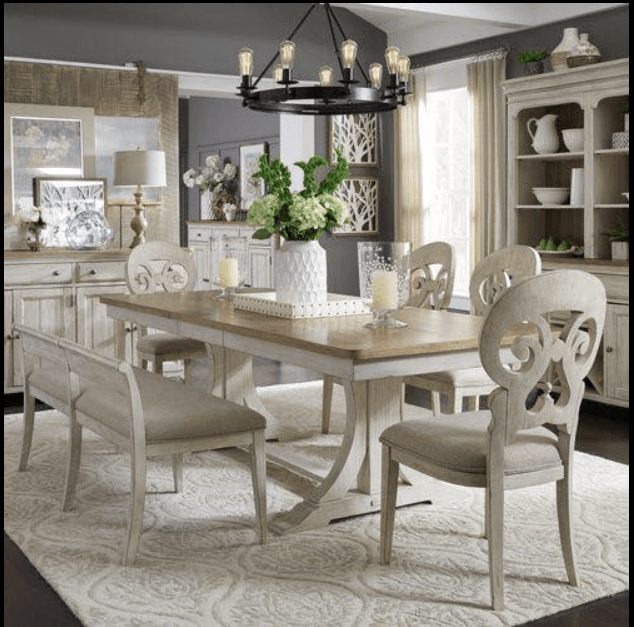 Farmhouse Reimagined White Chestnut Dining Room Set - Crazy Mattress Man