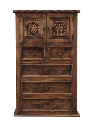 COUNTRY BED WITH ROPE AND STAR MEDIO BROWN